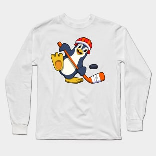 Penguin at Ice hockey with Ice hockey stick & Cap Long Sleeve T-Shirt